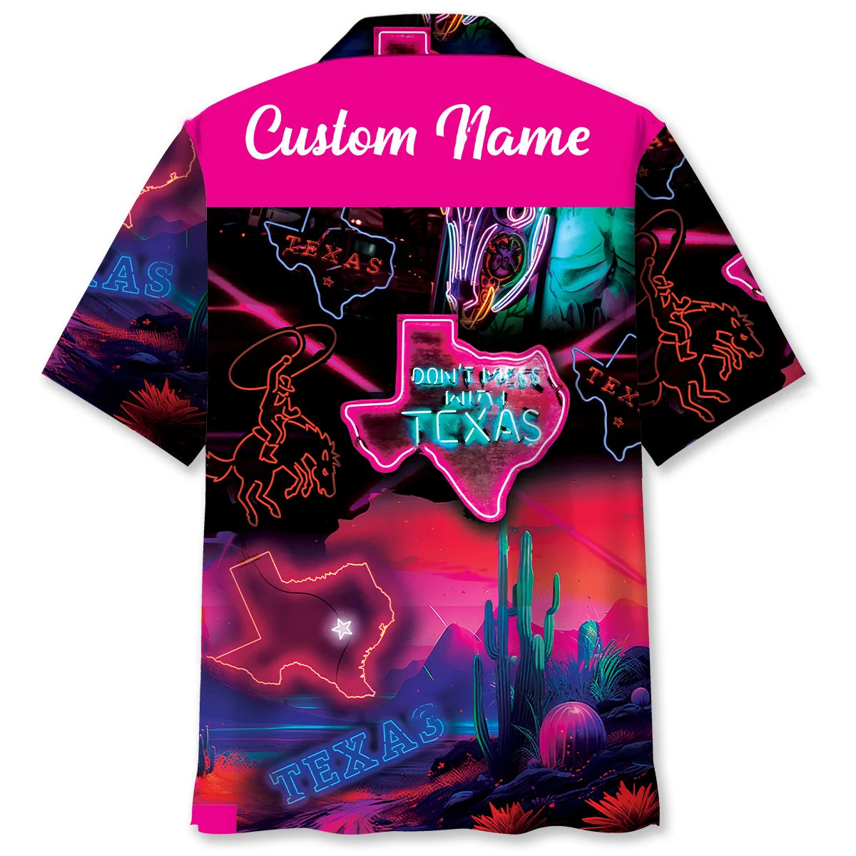 Custom Name Texas State Neon Hawaiian Shirt