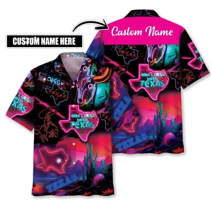 Custom Name Texas State Neon Hawaiian Shirt