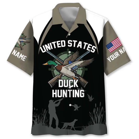 Custom Name United States Duck Hunting Hawaiian Shirt