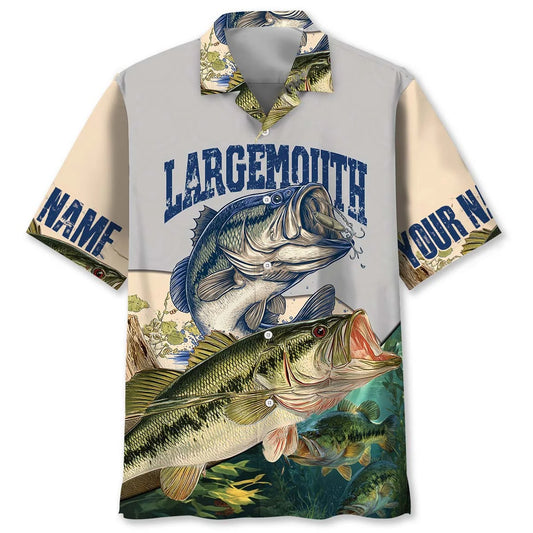Custom Name Vintage Legend Bass Fishing Team Jersey Hawaiian Shirt