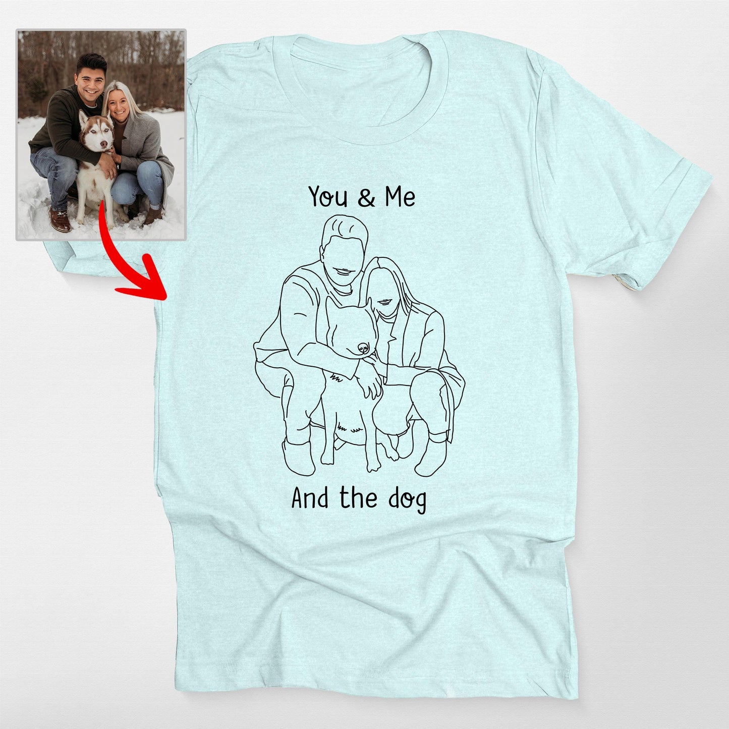 Custom Outline Portrait T-Shirt for Dog Lovers, custom pet portrait gift for pet lovers (view 3)