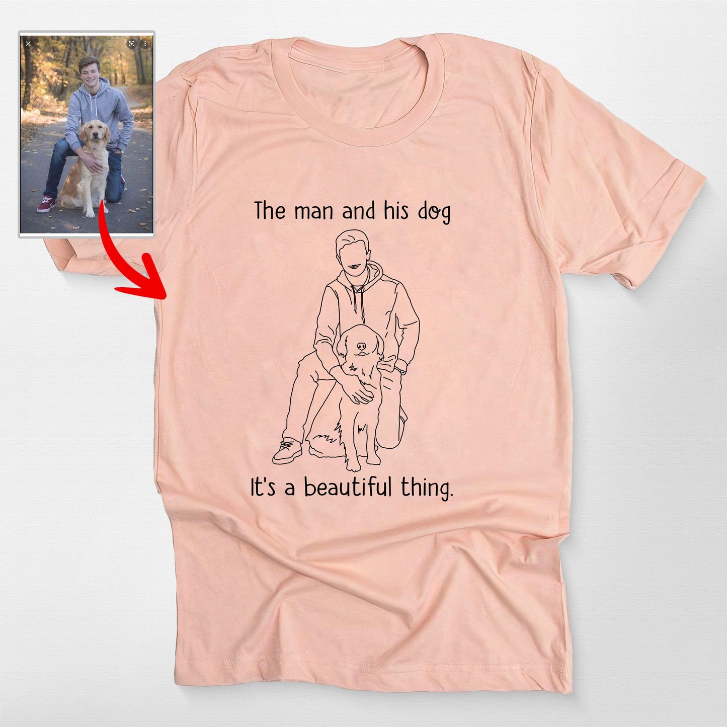 Custom Outline Portrait T-Shirt for Dog Lovers, custom pet portrait gift for pet lovers (view 4)
