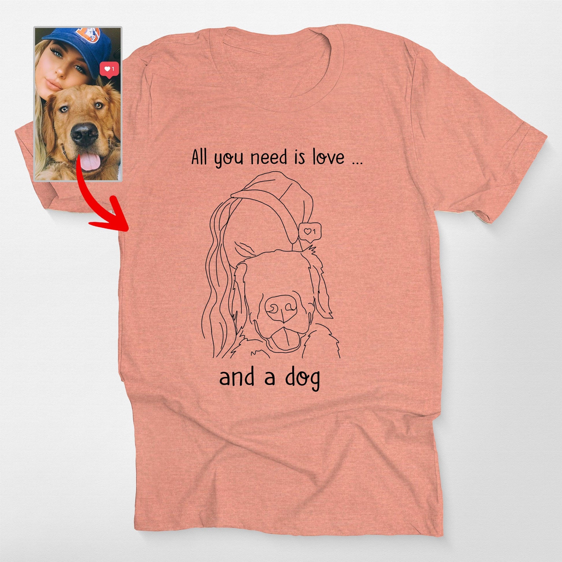 Custom Outline Portrait T-Shirt for Dog Lovers, custom pet portrait gift for pet lovers (view 5)