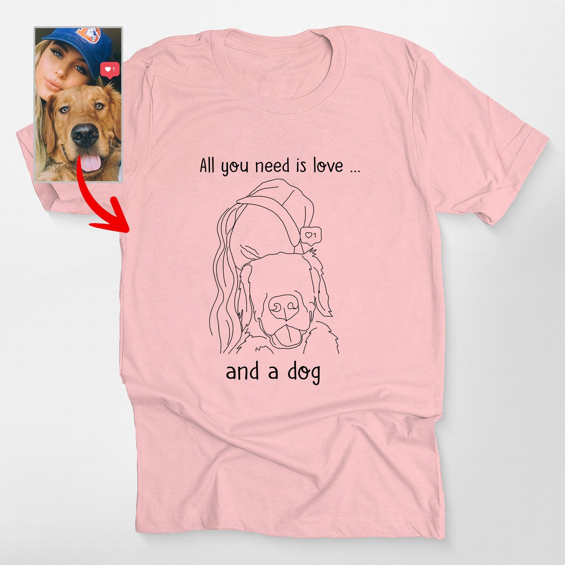 Custom Outline Portrait T-Shirt for Dog Lovers, custom pet portrait gift for pet lovers (view 8)