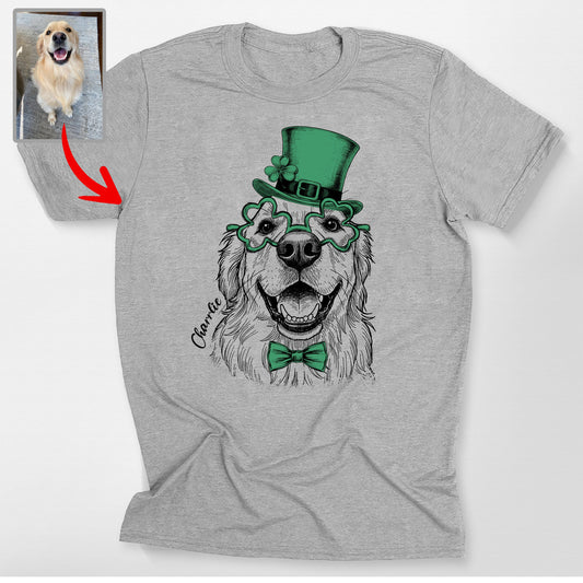 Custom Pet St. Patrick's Bella Canvas T-Shirt Gift, custom pet portrait gift for pet lovers