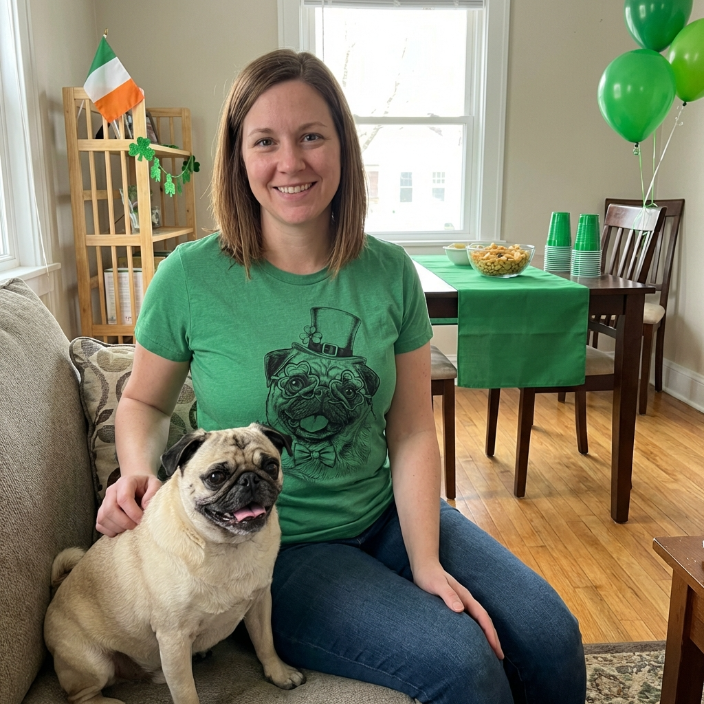 Custom Pet St. Patrick's Bella Canvas T-Shirt Gift, custom pet portrait gift for pet lovers (view 4)
