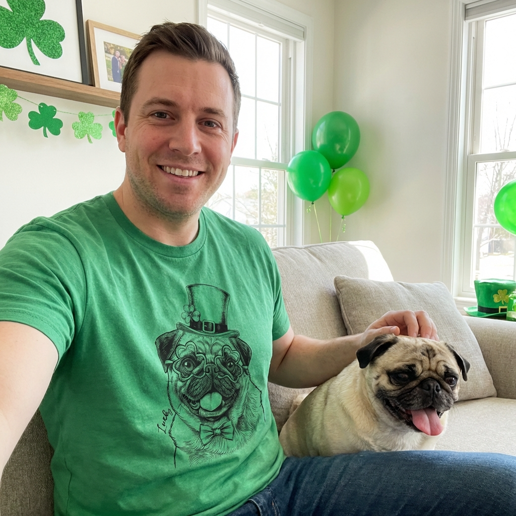 Custom Pet St. Patrick's Bella Canvas T-Shirt Gift, custom pet portrait gift for pet lovers (view 5)