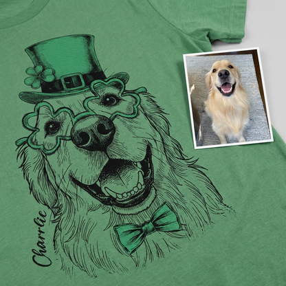 Custom Pet St. Patrick's Bella Canvas T-Shirt Gift, custom pet portrait gift for pet lovers (view 6)