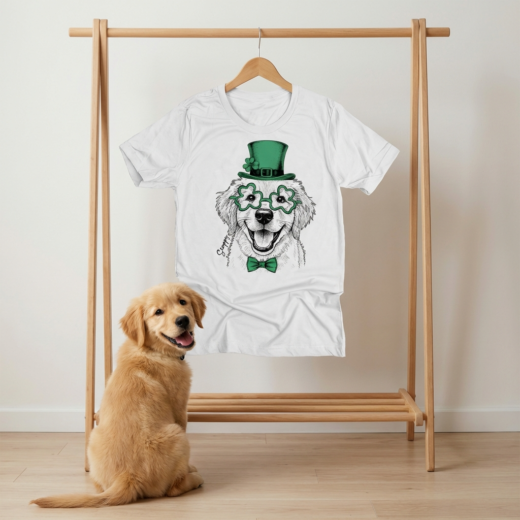 Custom Pet St. Patrick's Bella Canvas T-Shirt Gift, custom pet portrait gift for pet lovers (view 10)