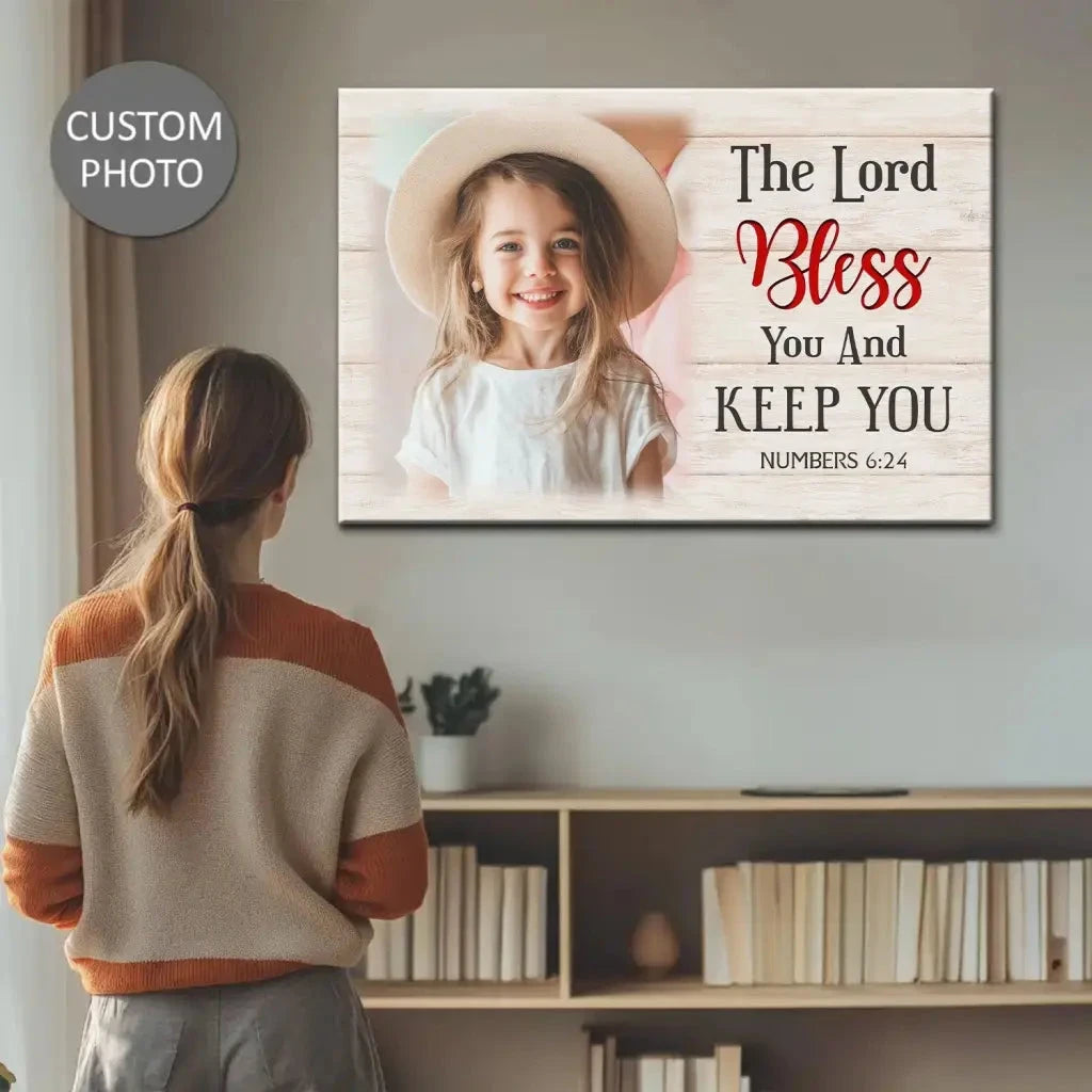 the lord bless you keep you christian wall art canvas with custom photo (Landscape) (view 2)