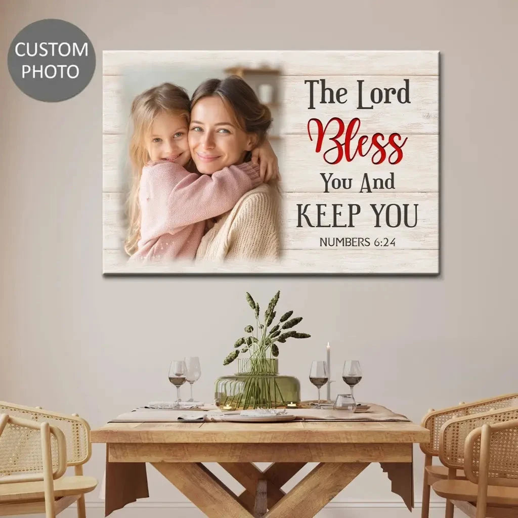 the lord bless you keep you christian wall art canvas with custom photo (Landscape) (view 3)