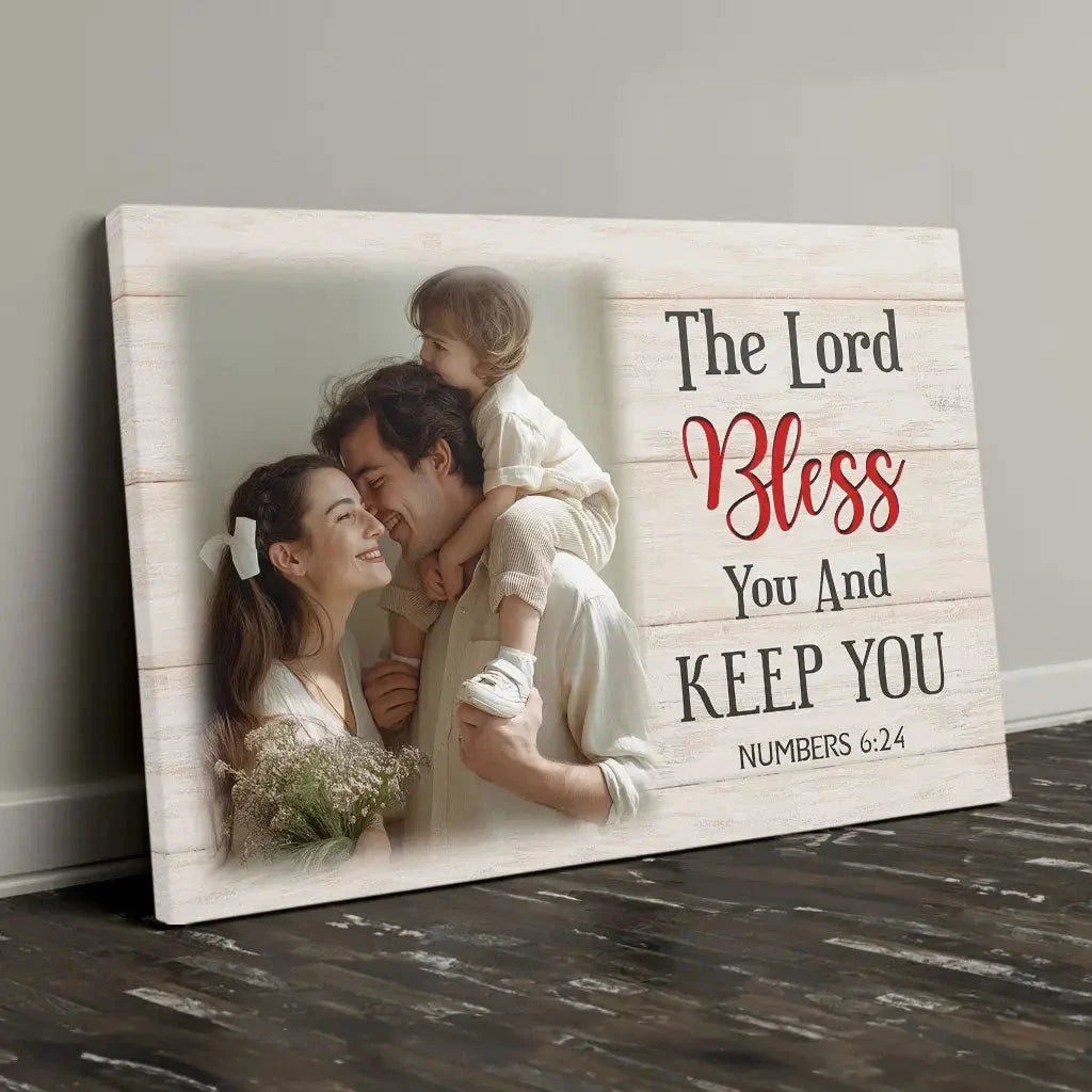 the lord bless you keep you christian wall art canvas with custom photo (Landscape) (view 4)