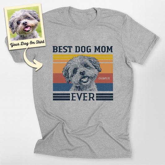 Custom Poodle Shirt Best Dog Mom Ever Bella Canvas, custom pet portrait gift for pet lovers