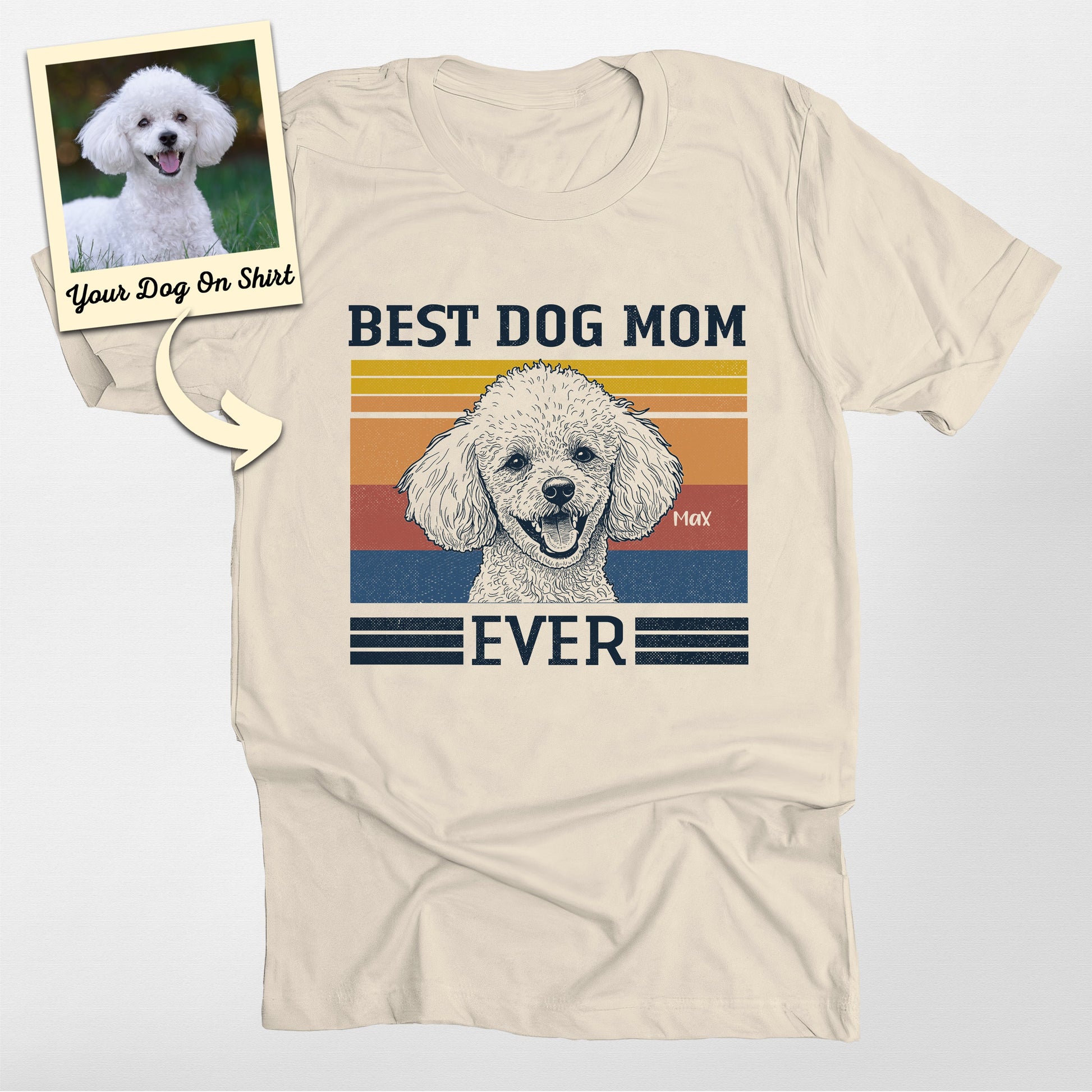 Custom Poodle Shirt Best Dog Mom Ever Bella Canvas, custom pet portrait gift for pet lovers (view 4)
