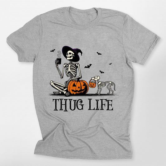 Custom Skeleton Pumpkin Dog Unisex T-Shirt, custom pet portrait gift for pet lovers
