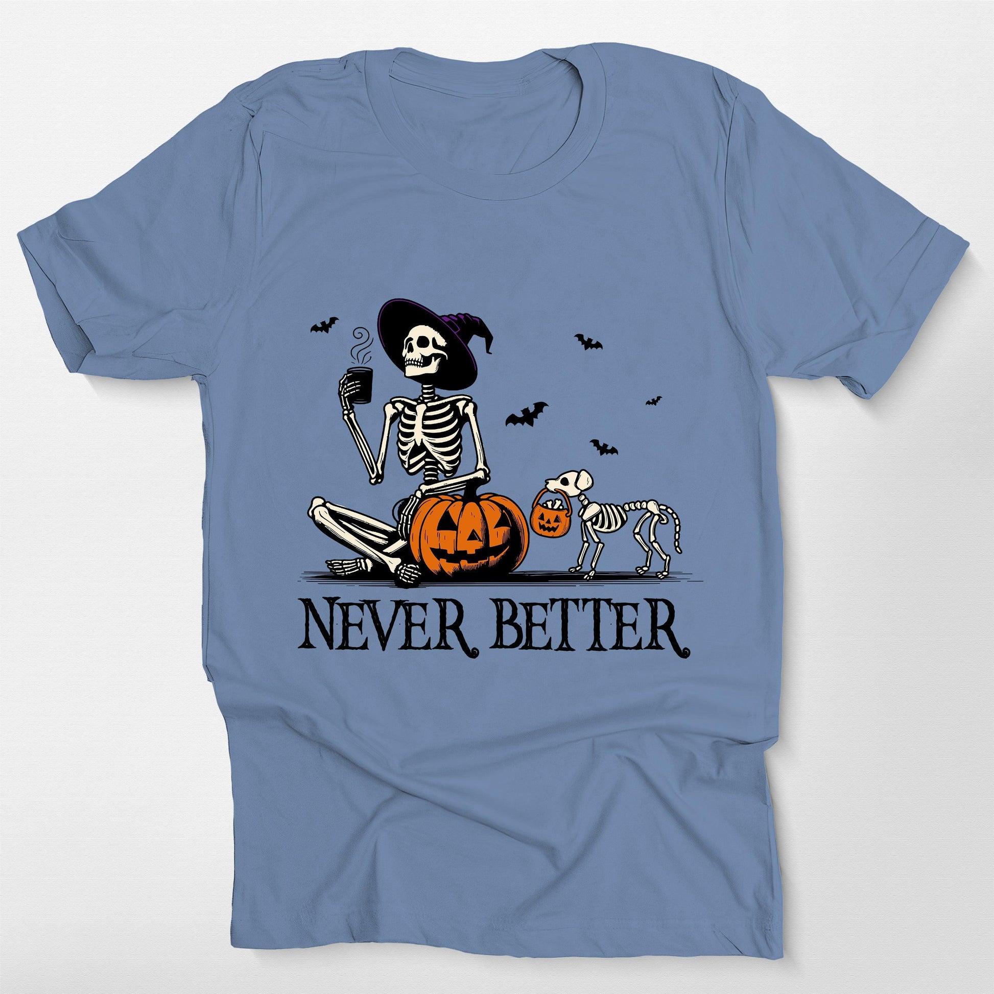 Custom Skeleton Pumpkin Dog Unisex T-Shirt, custom pet portrait gift for pet lovers (view 4)