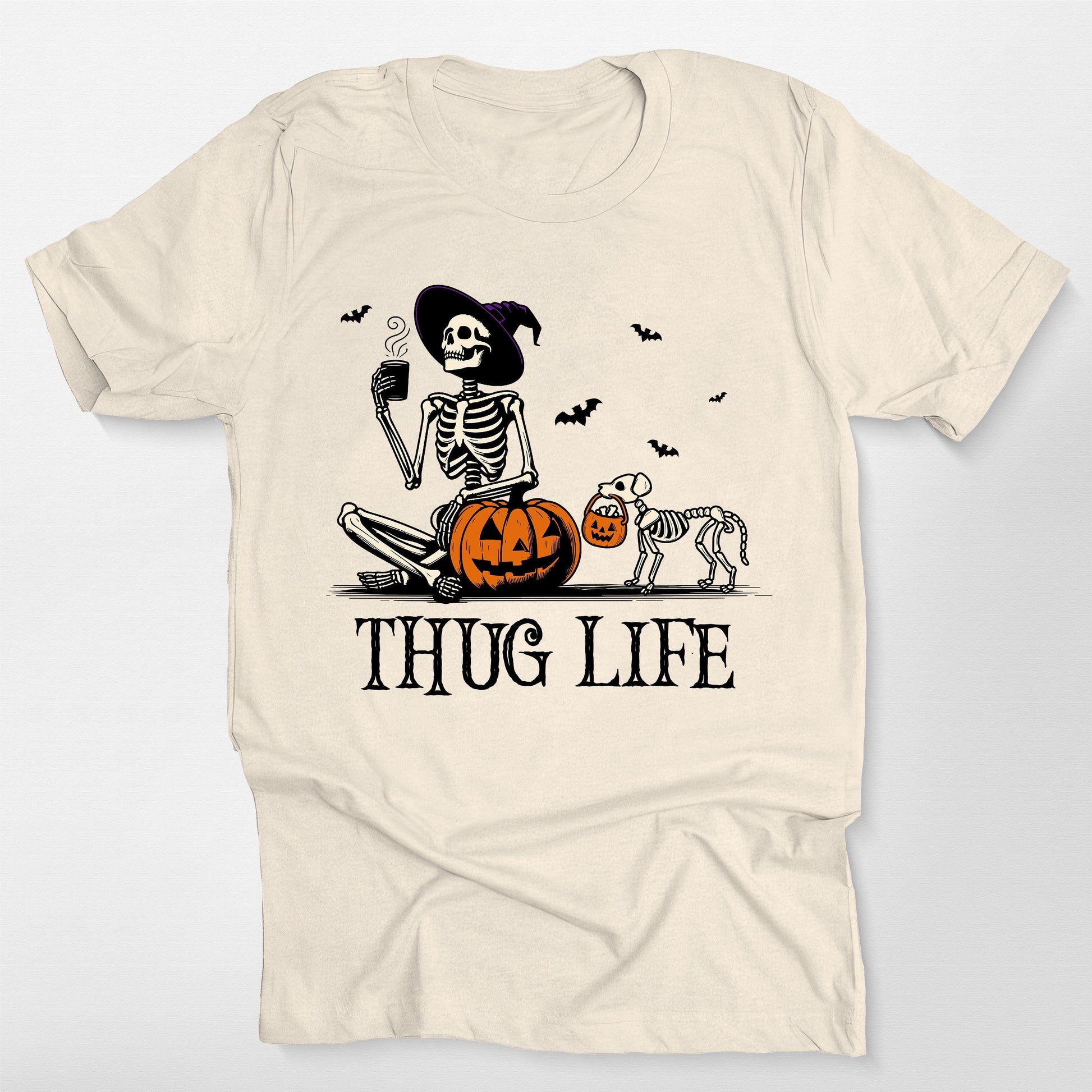 Custom Skeleton Pumpkin Dog Unisex T-Shirt, custom pet portrait gift for pet lovers (view 6)