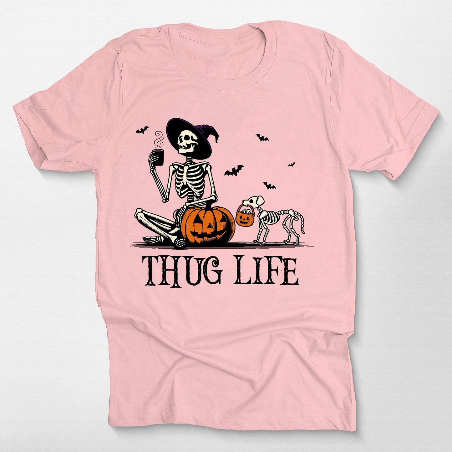 Custom Skeleton Pumpkin Dog Unisex T-Shirt, custom pet portrait gift for pet lovers (view 8)