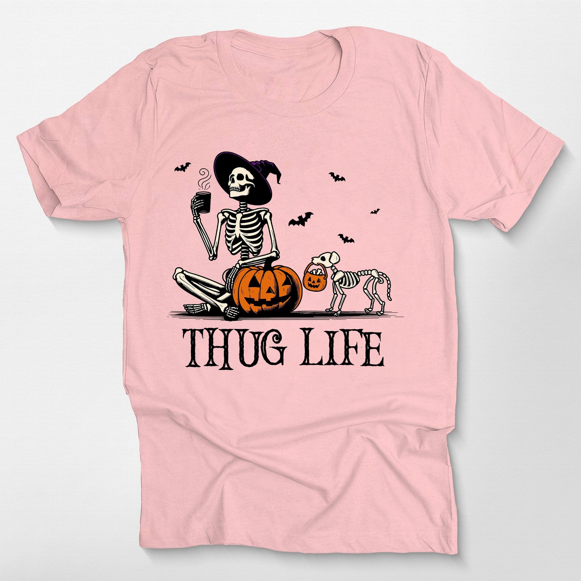 Custom Skeleton Pumpkin Dog Unisex T-Shirt, custom pet portrait gift for pet lovers (view 8)