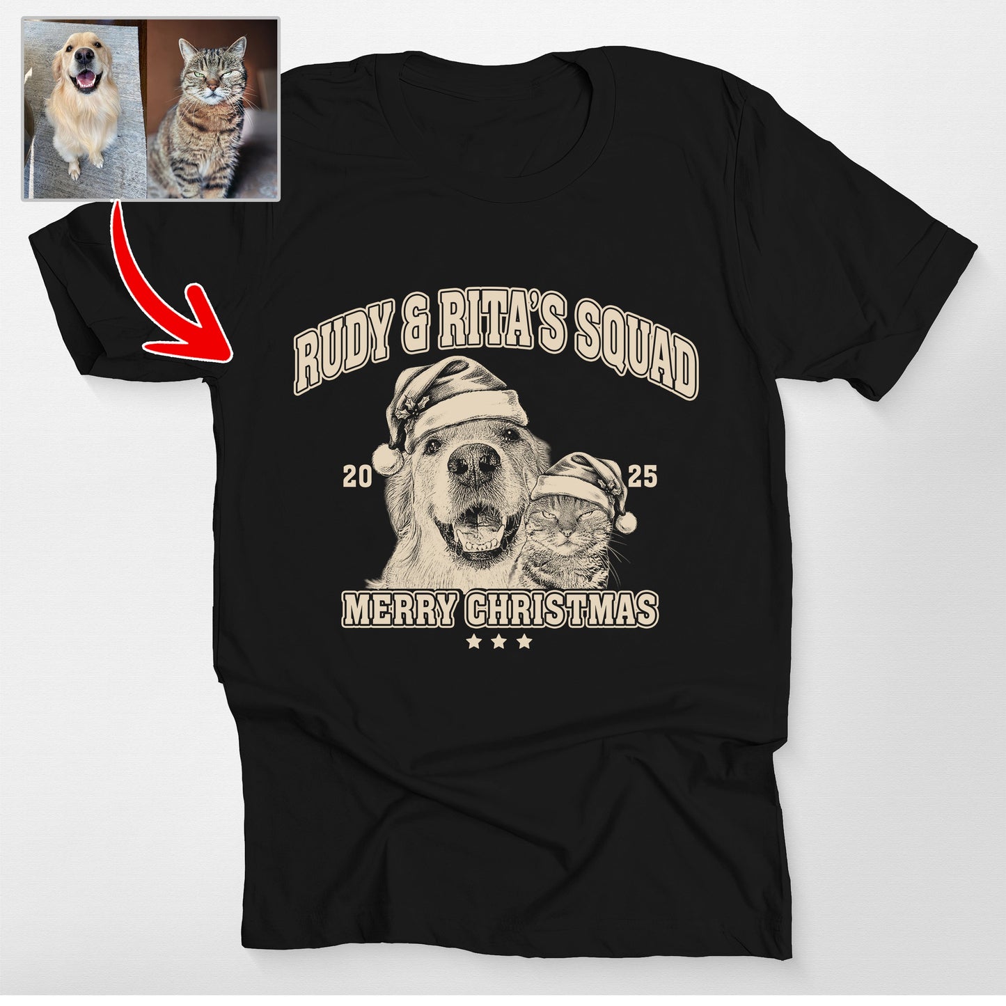 Custom Sketch Dog Portrait Family Christmas Bella, custom pet portrait gift for pet lovers