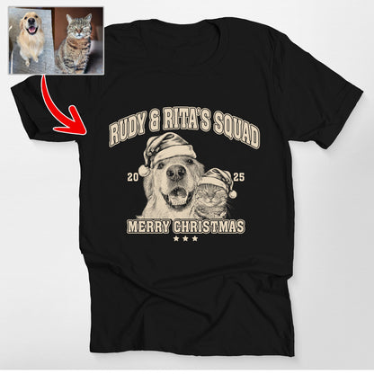 Custom Sketch Dog Portrait Family Christmas Bella, custom pet portrait gift for pet lovers
