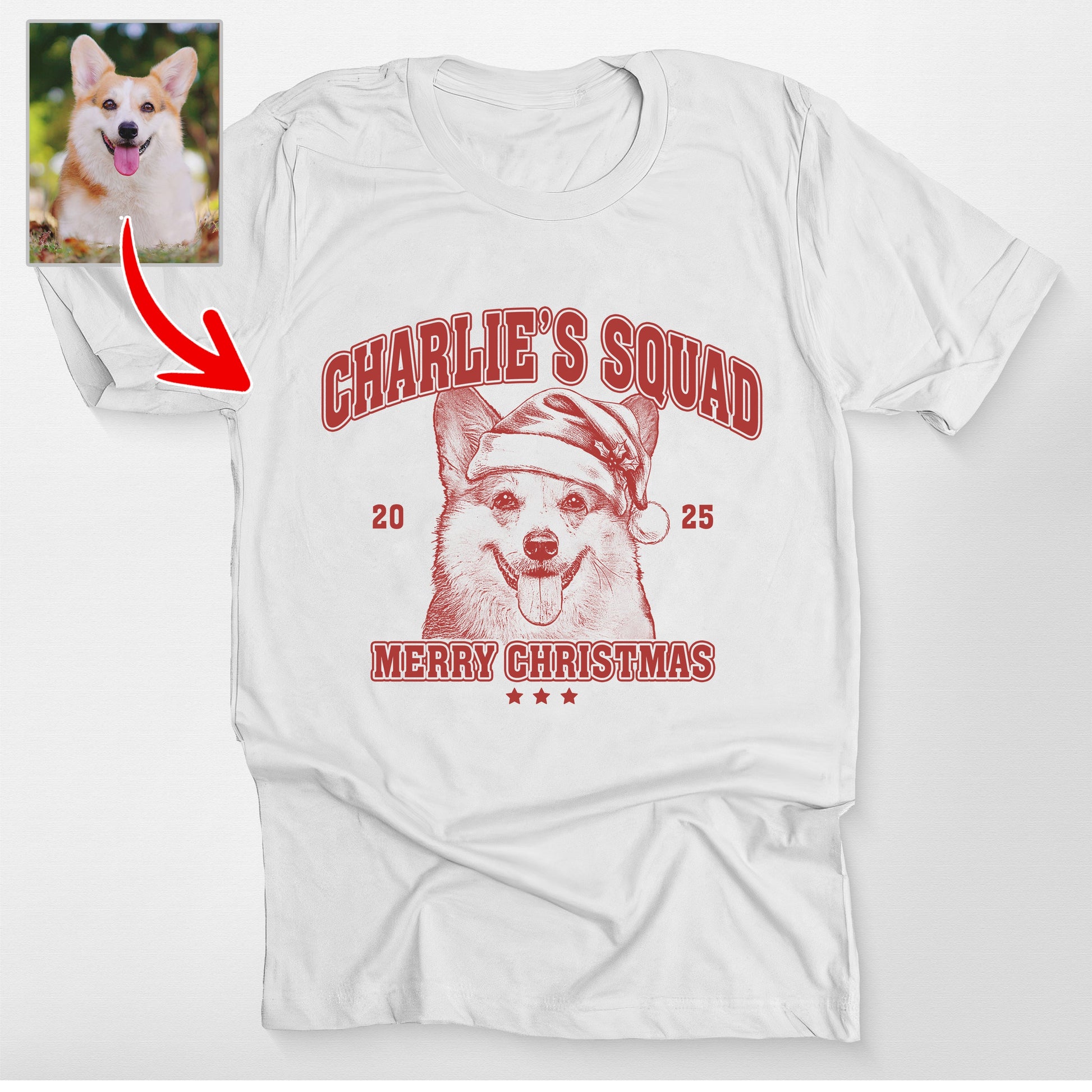 Custom Sketch Dog Portrait Family Christmas Bella, custom pet portrait gift for pet lovers (view 5)