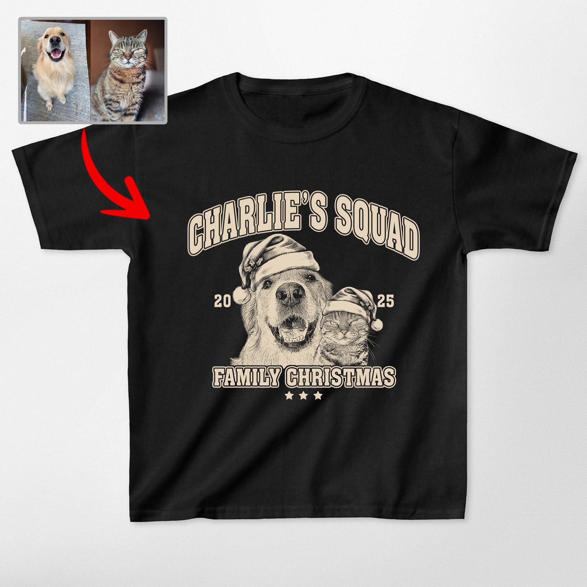 Custom Sketch Dog Portrait Family Christmas Gildan, custom pet portrait gift for pet lovers
