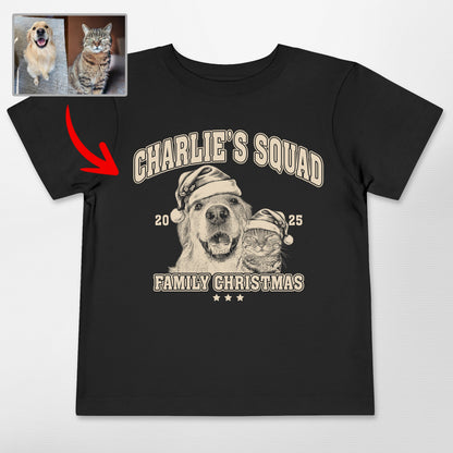 Custom Sketch Dog Portrait Family Christmas Toddle, custom pet portrait gift for pet lovers