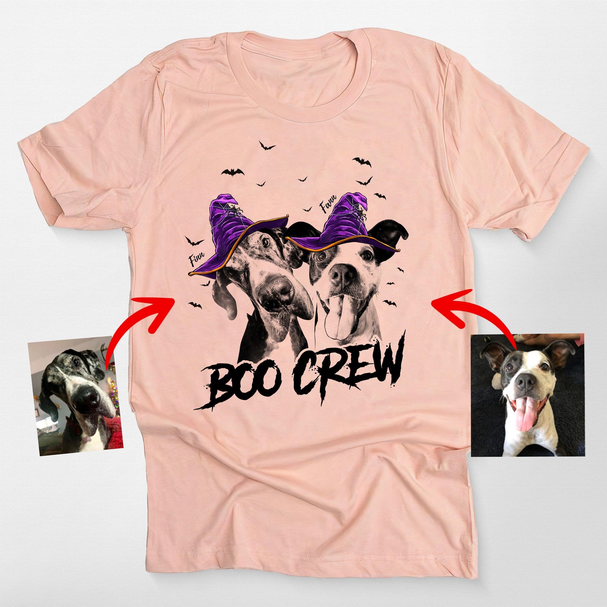 Custom Witch Dog Portrait Halloween T-Shirt, custom pet portrait gift for pet lovers (view 4)