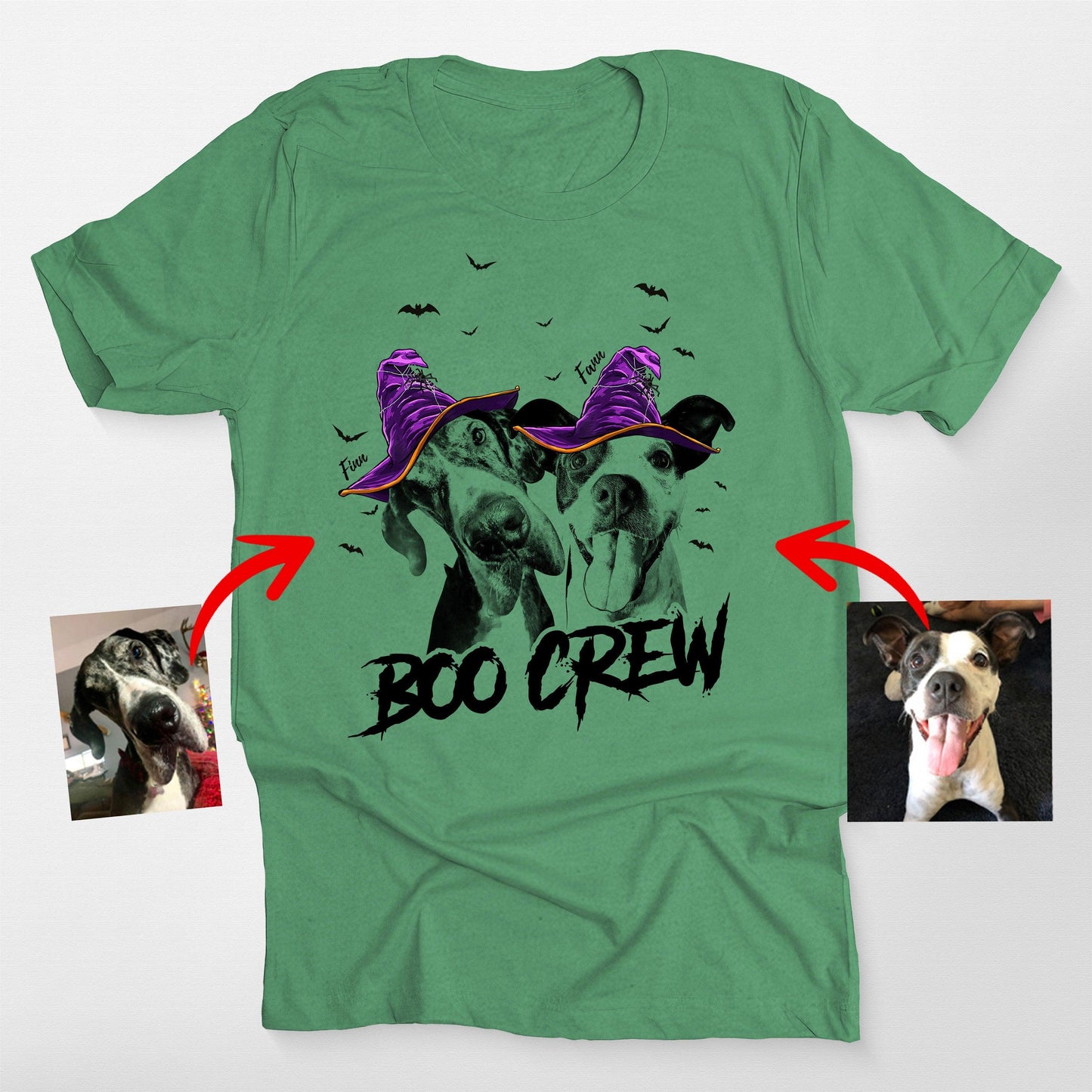 Custom Witch Dog Portrait Halloween T-Shirt, custom pet portrait gift for pet lovers (view 6)