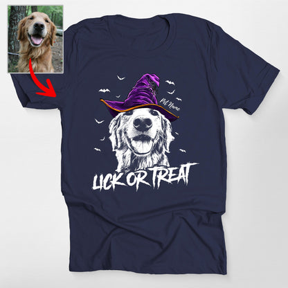 Custom Witch Dog Portrait Halloween T-Shirt, custom pet portrait gift for pet lovers (view 8)