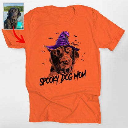 Custom Witch Dog Portrait Halloween T-Shirt, custom pet portrait gift for pet lovers (view 9)