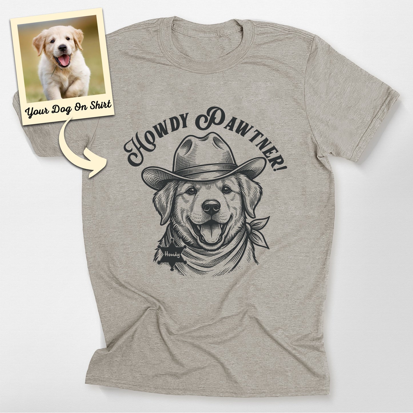 Customized Cowboy Dog T-Shirt, custom pet portrait gift for pet lovers (view 3)