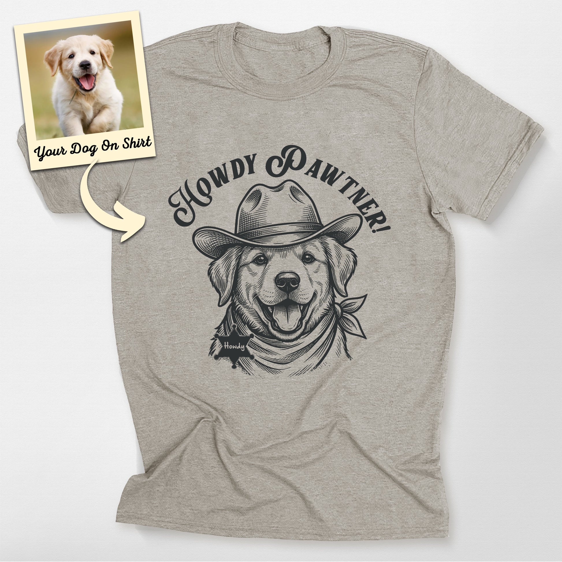 Customized Cowboy Dog T-Shirt, custom pet portrait gift for pet lovers (view 3)