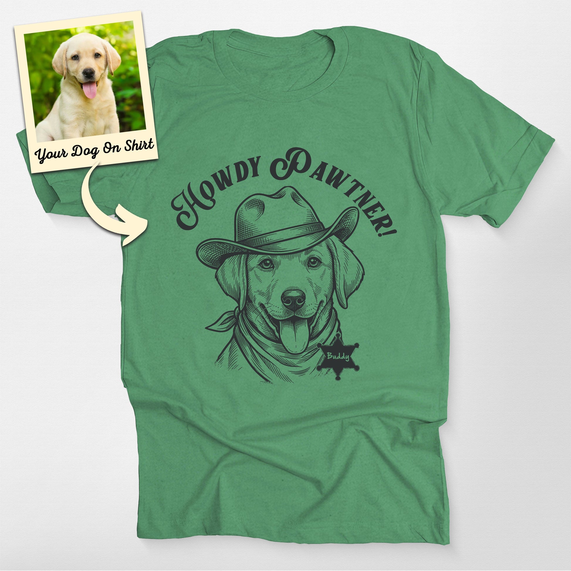 Customized Cowboy Dog T-Shirt, custom pet portrait gift for pet lovers (view 4)