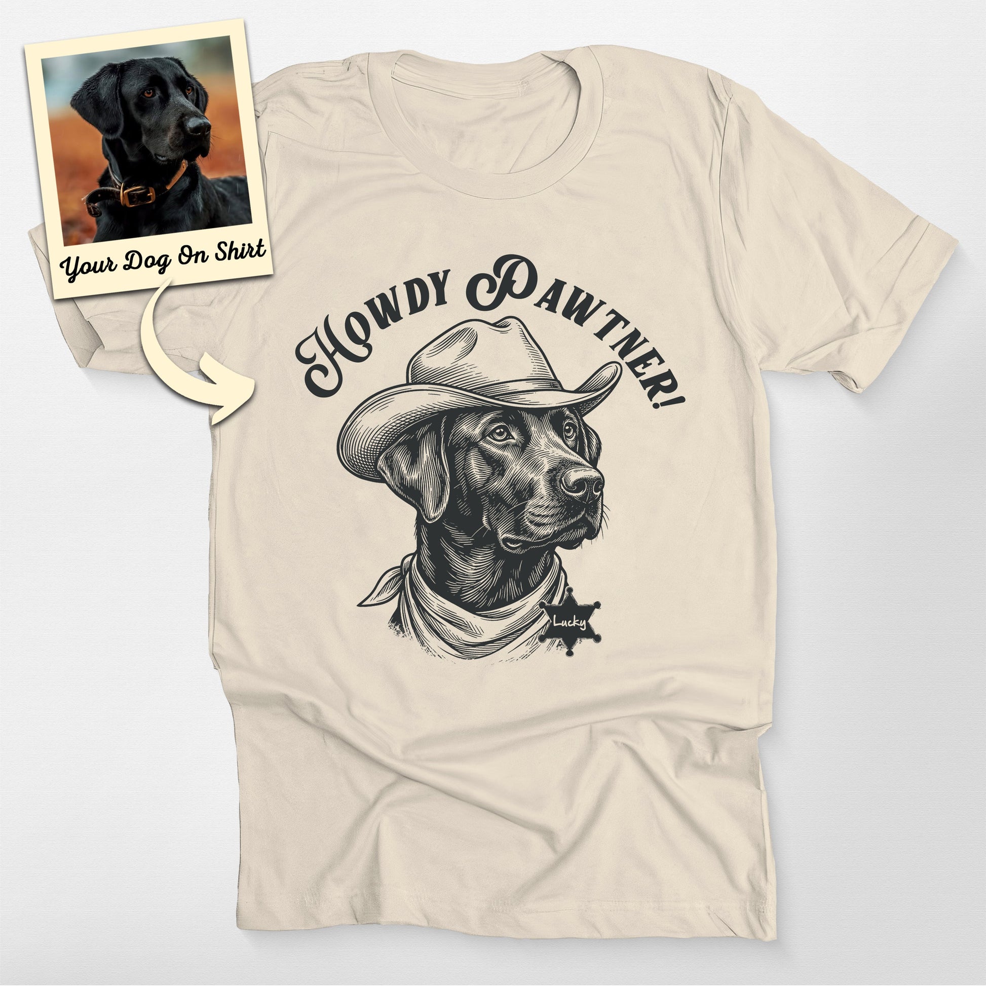 Customized Cowboy Dog T-Shirt, custom pet portrait gift for pet lovers (view 5)
