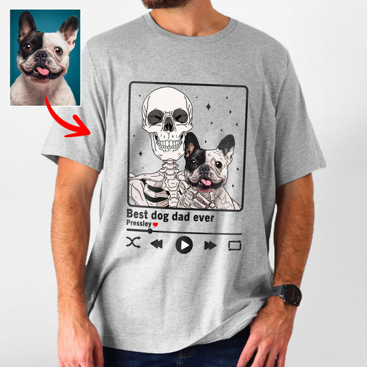 Customized Dog Portrait with Skeleton T-Shirt for, custom pet portrait gift for pet lovers