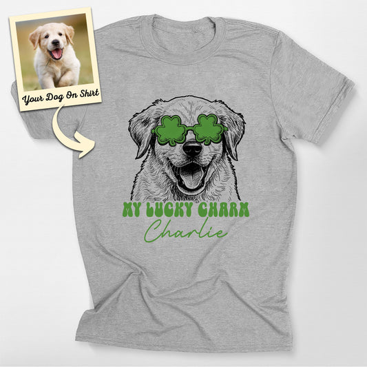 Customized Dogface my Lucky Charm Unisex Bella Can, custom pet portrait gift for pet lovers