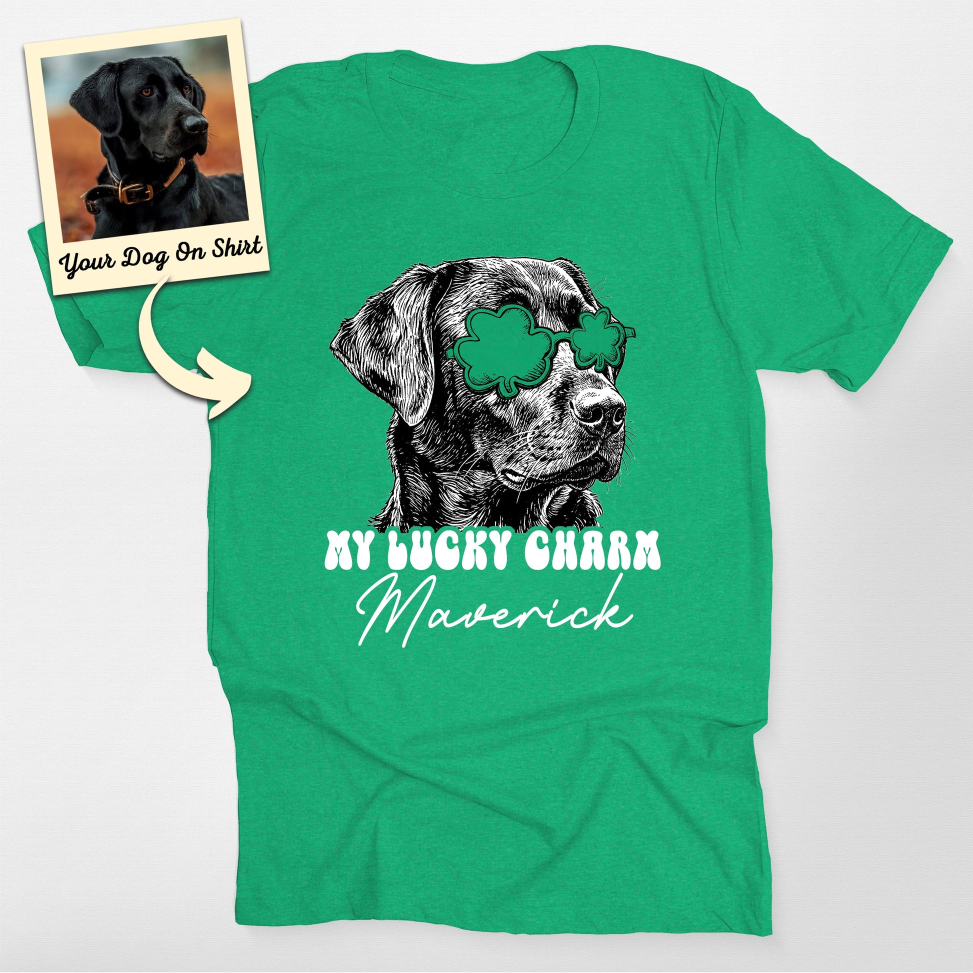 Customized Dogface my Lucky Charm Unisex Bella Can, custom pet portrait gift for pet lovers (view 2)