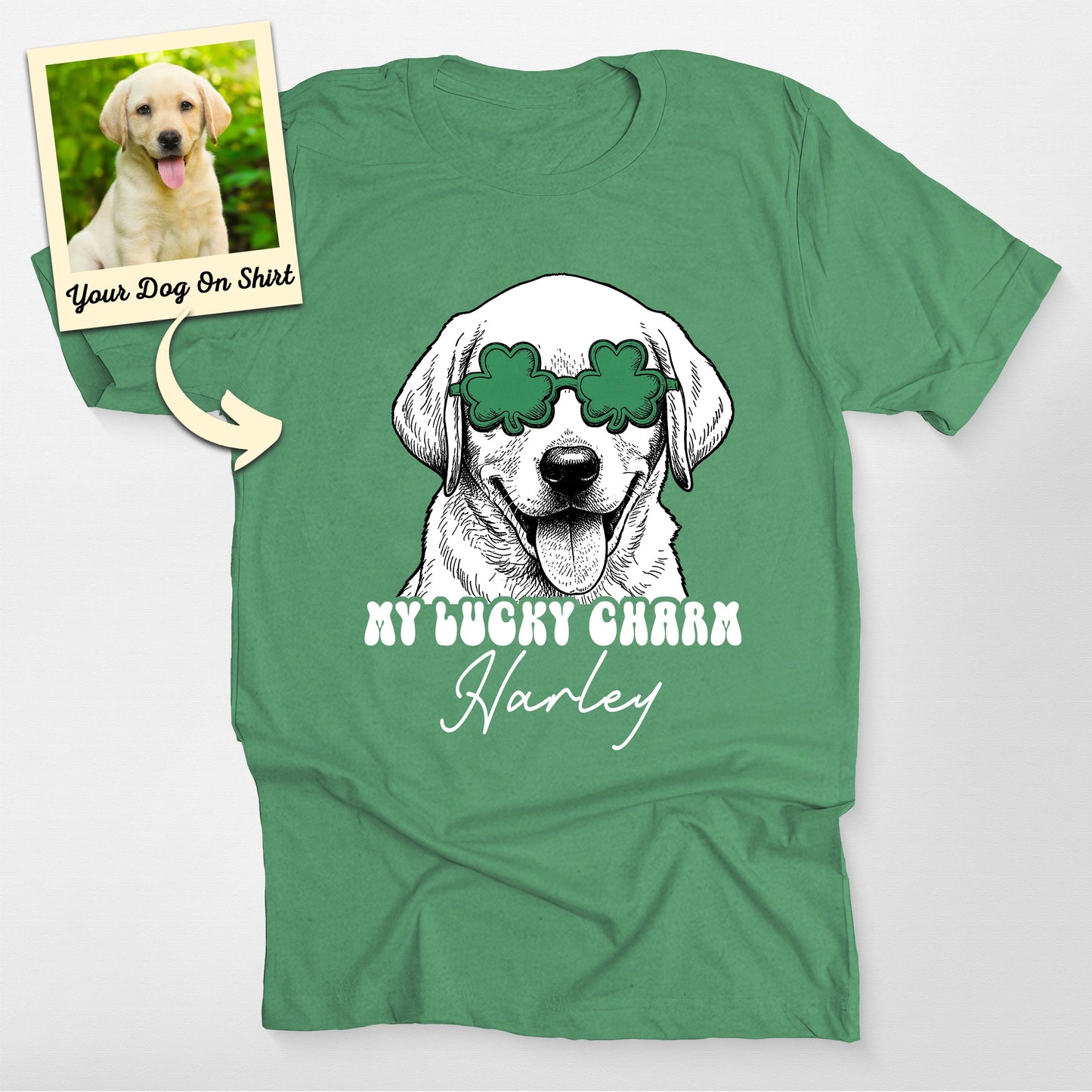 Customized Dogface my Lucky Charm Unisex Bella Can, custom pet portrait gift for pet lovers (view 3)