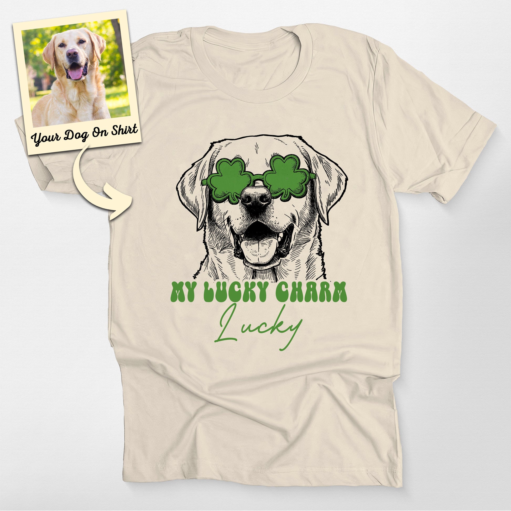 Customized Dogface my Lucky Charm Unisex Bella Can, custom pet portrait gift for pet lovers (view 4)