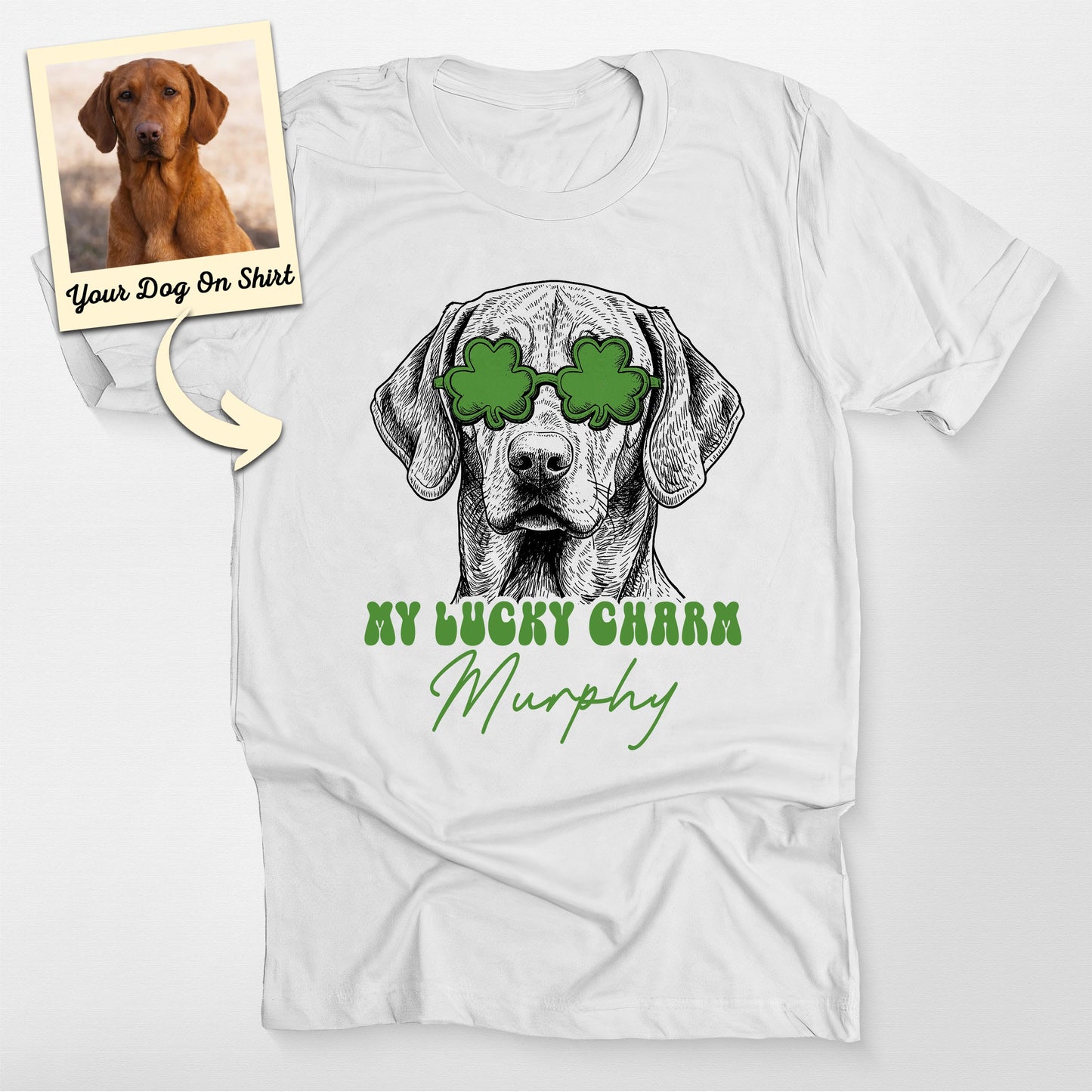 Customized Dogface my Lucky Charm Unisex Bella Can, custom pet portrait gift for pet lovers (view 5)