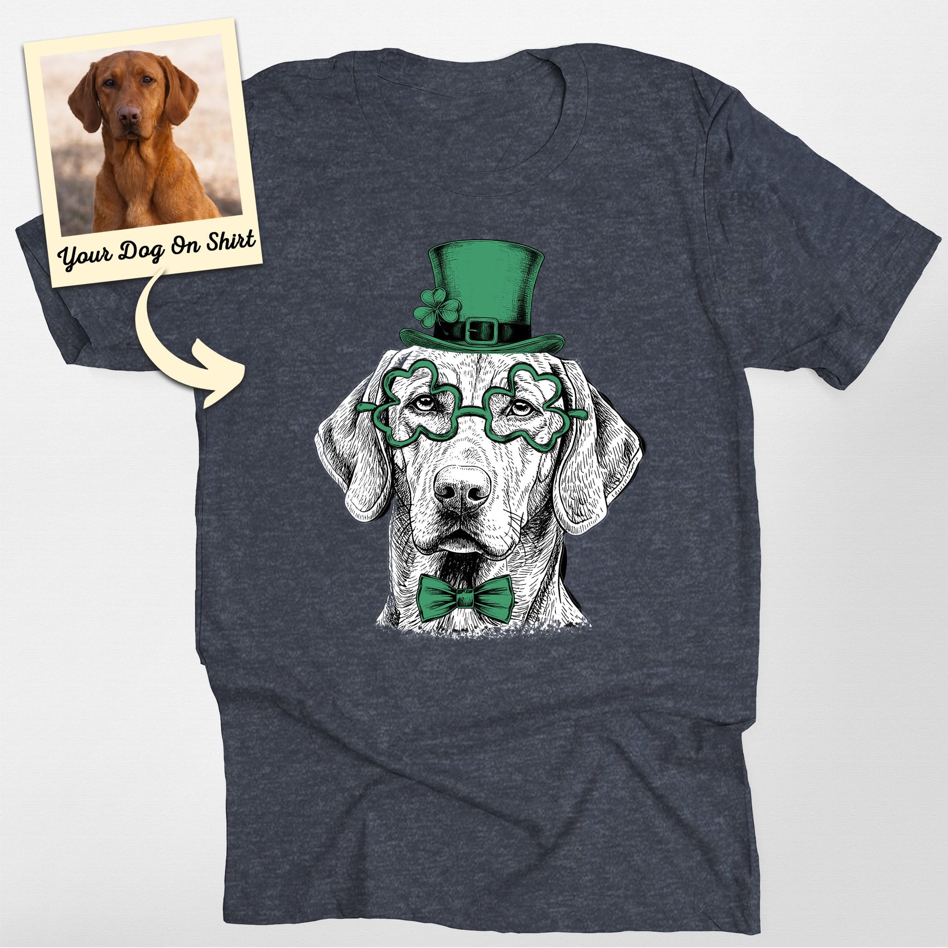 Customized Dogface St. Patrick's Day Shirt, custom pet portrait gift for pet lovers (view 3)