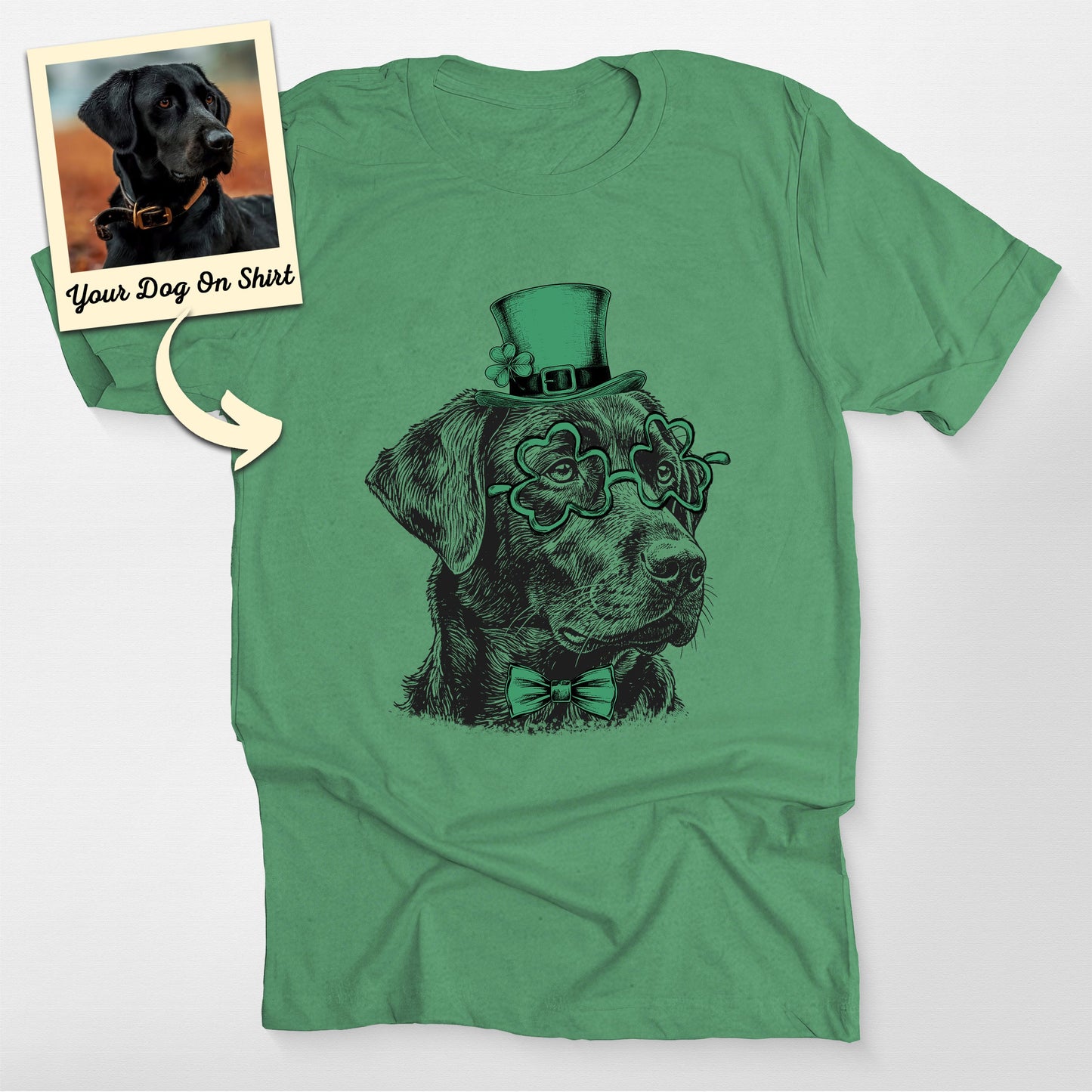 Customized Dogface St. Patrick's Day Shirt, custom pet portrait gift for pet lovers (view 4)