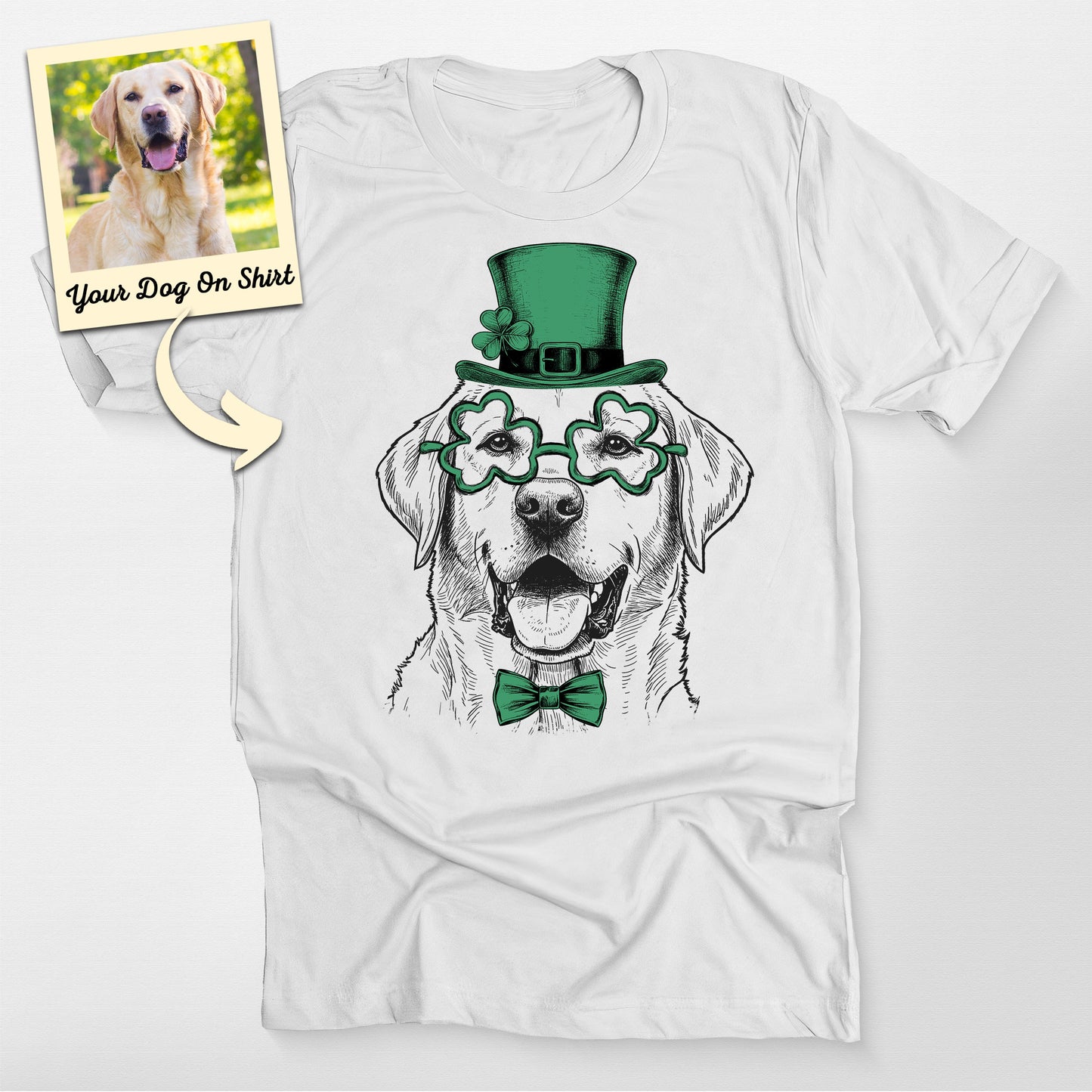 Customized Dogface St. Patrick's Day Shirt, custom pet portrait gift for pet lovers (view 5)
