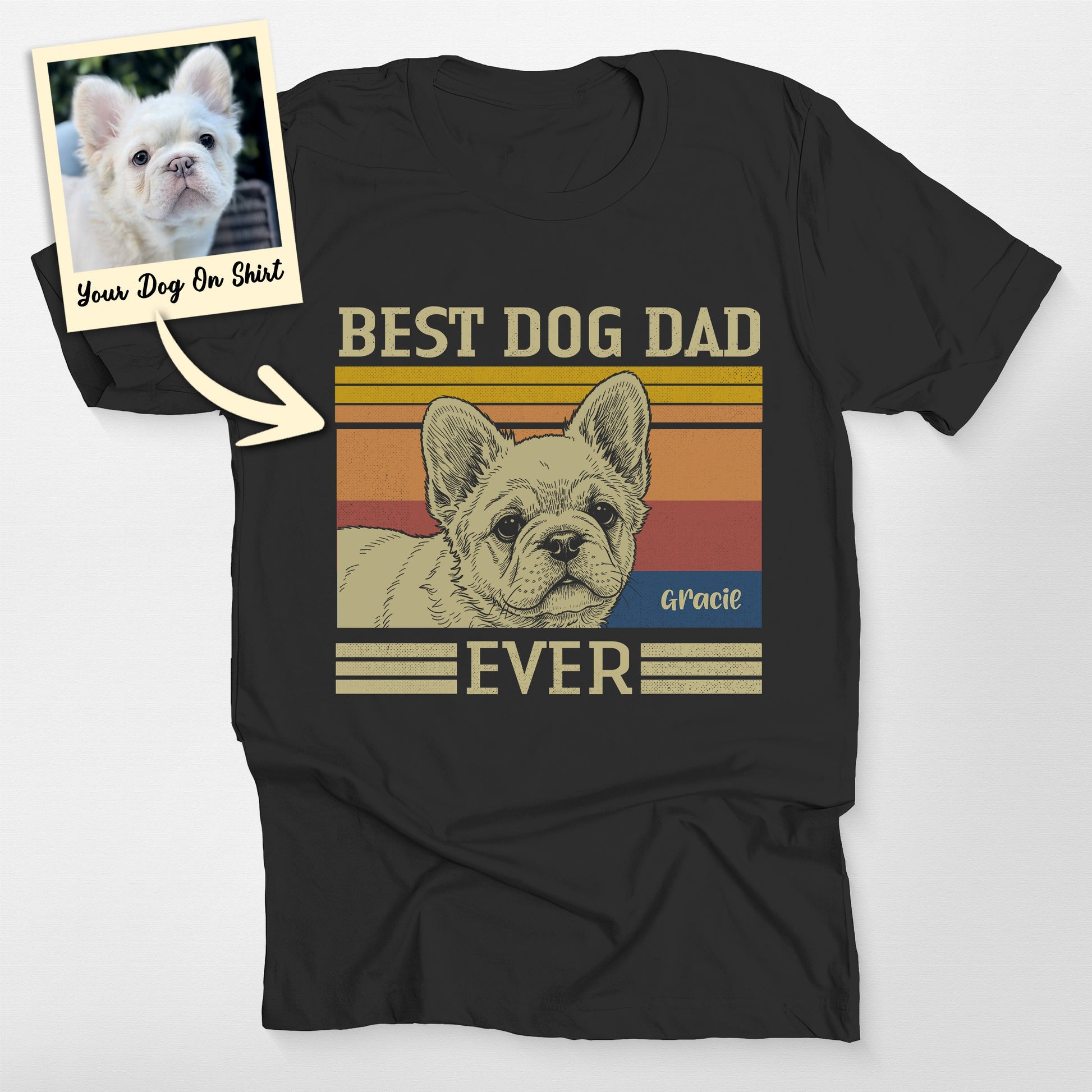 Customized French Bulldog Shirt Best Dog Dad Ever, custom pet portrait gift for pet lovers (view 2)