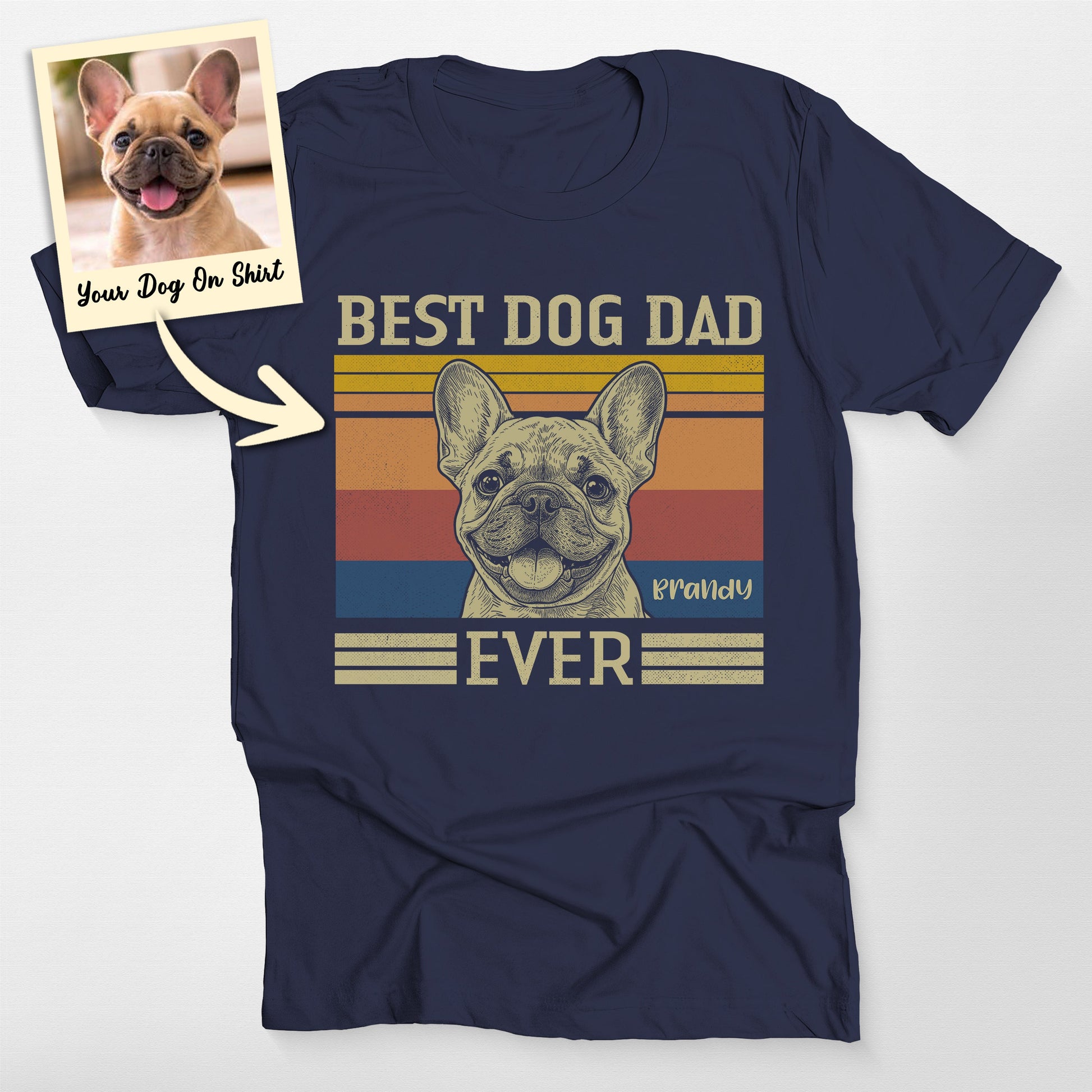 Customized French Bulldog Shirt Best Dog Dad Ever, custom pet portrait gift for pet lovers (view 4)