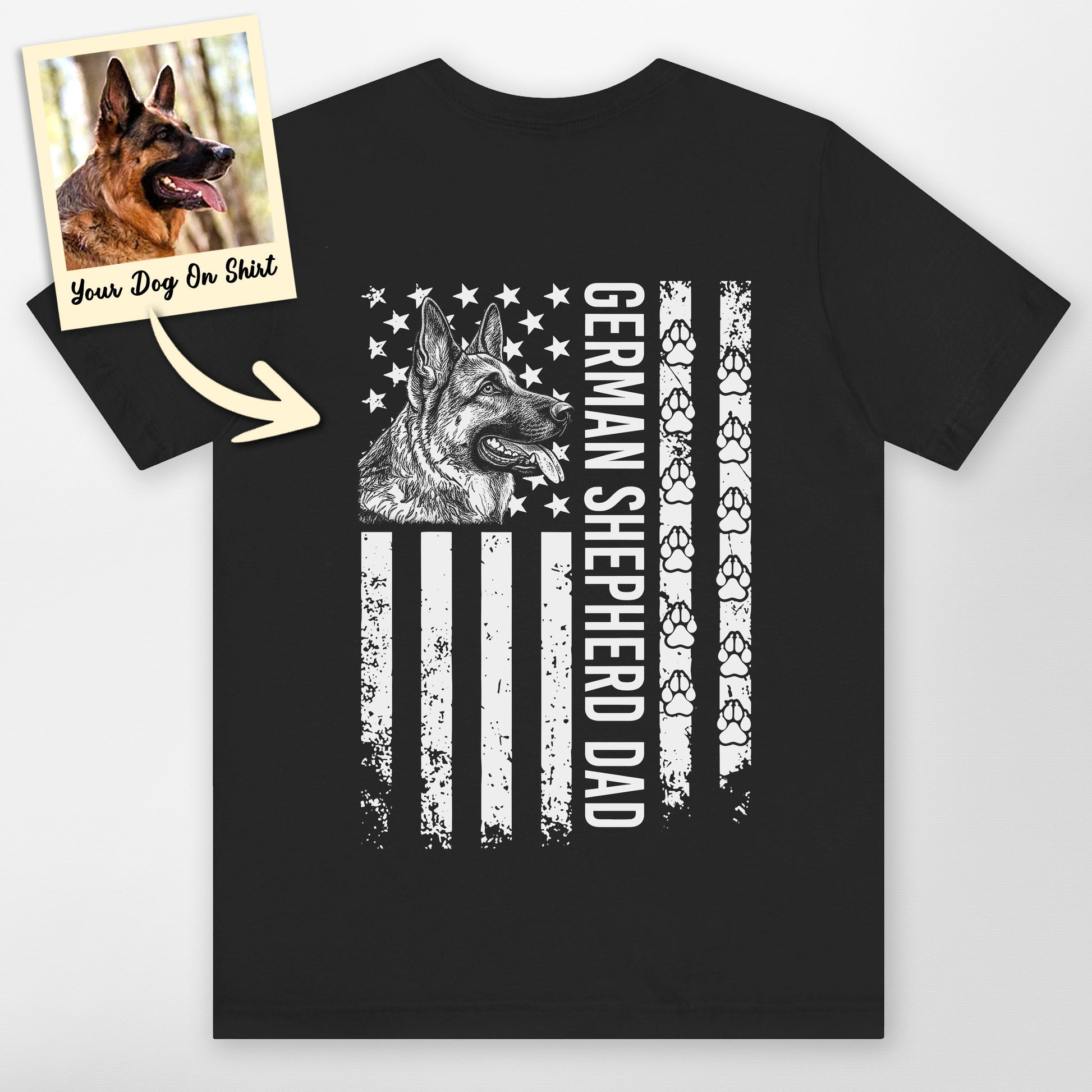 Customized German Shepherd Dad Shirt USA Flag Bell