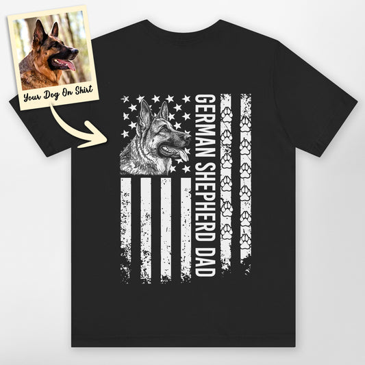 Customized German Shepherd Dad Shirt USA Flag Bell