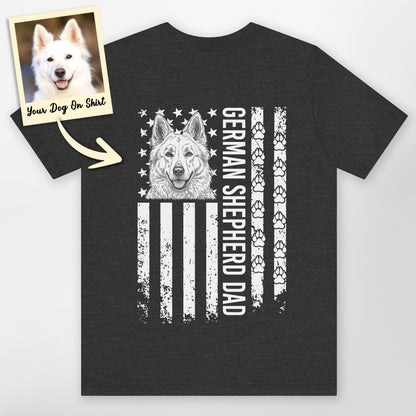 Customized German Shepherd Dad Shirt USA Flag Bell (view 3)